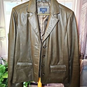 Sonoma Life Style Lampskin Leather Dark Brown Large Jacket Blazer